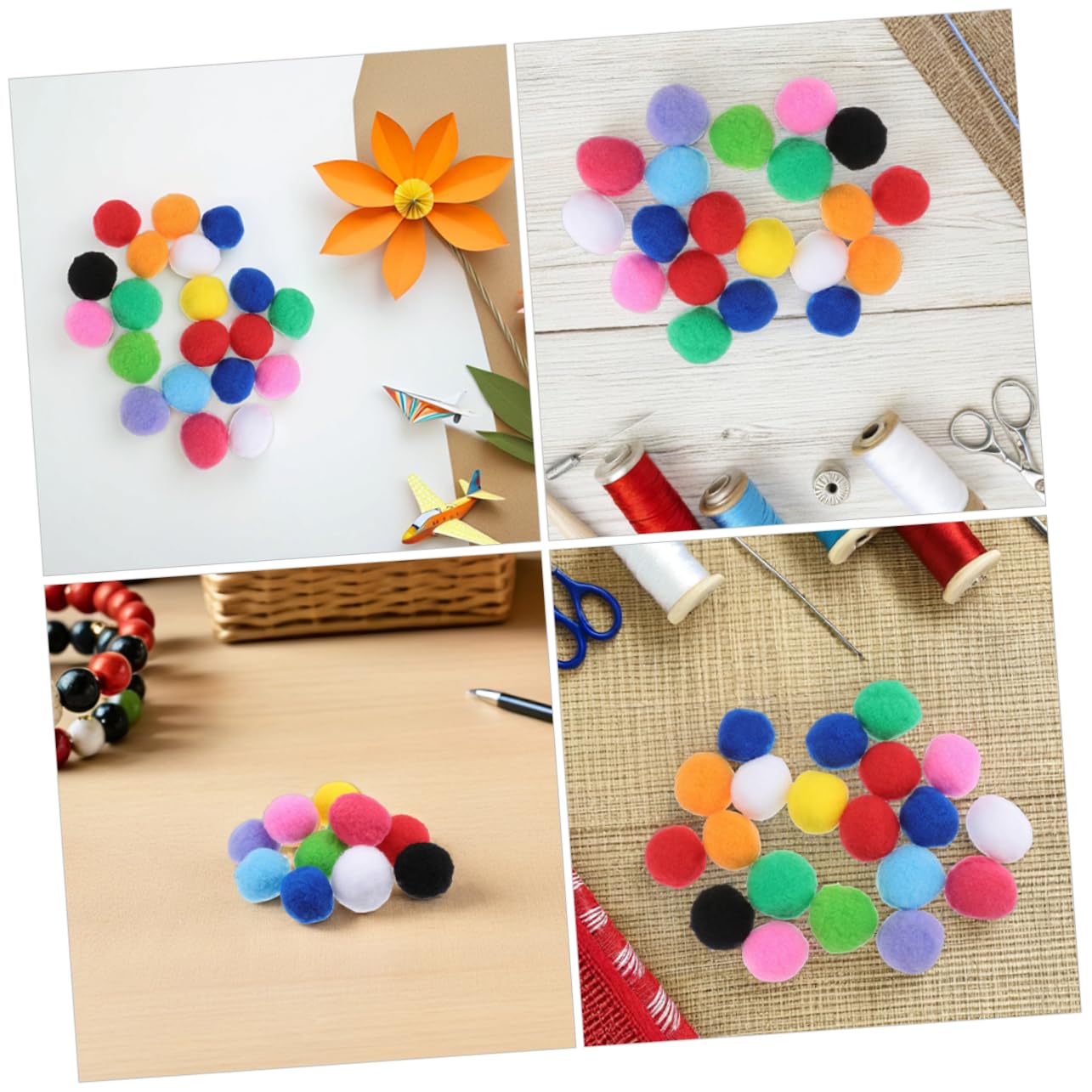 Pompons Artisanaux 4cm, 200 Pièces, Boule Duveteuse pour Loisirs Créatifs