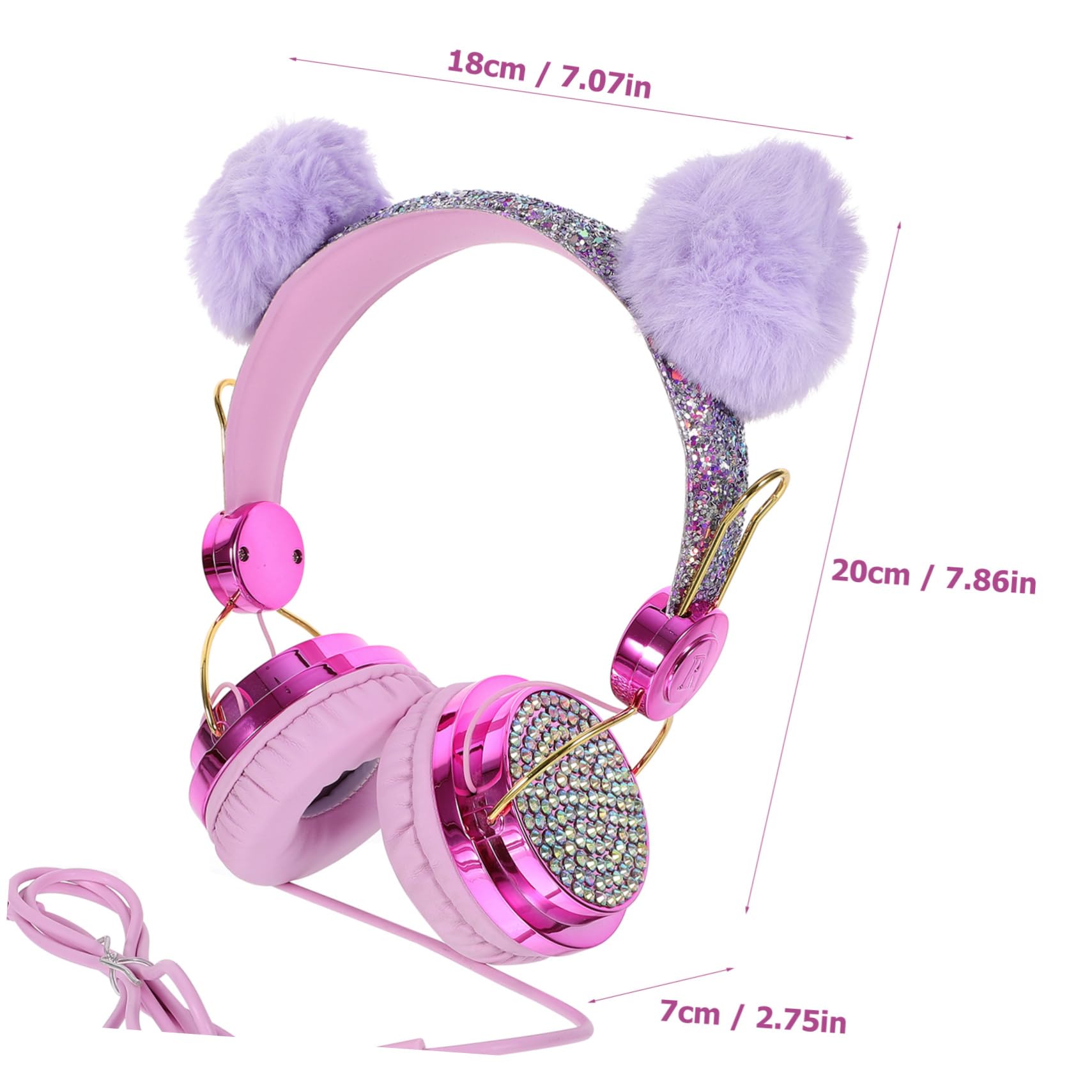 2piezas Auriculares Infantiles De Orejas De Peluche Cancelación De Diadema Ajustable y Estéreo