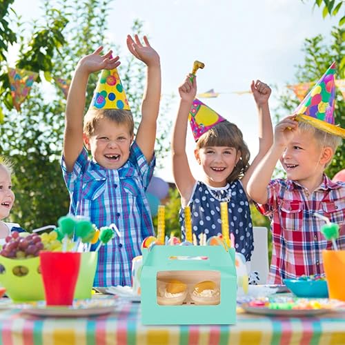 Miniatura 3 de 20 cajas para magdalenas, 2 soportes para cupcakes, recipientes para magdalenas, recipientes de pastelería, cajas de dulces con ventana y asa para