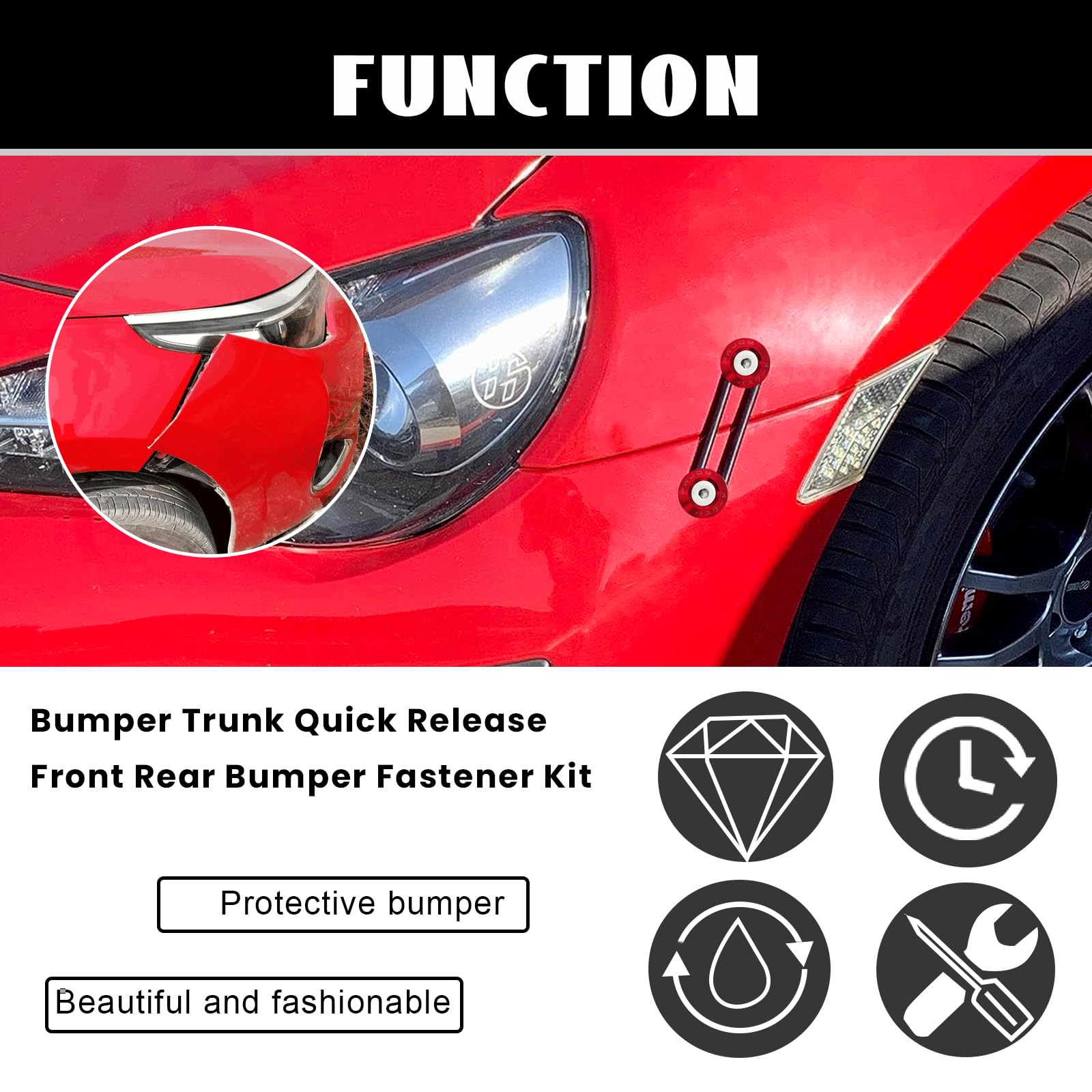 JDM Quick Release Fasteners Kit - Bumper Fender Clips Holders For Universal Car Use