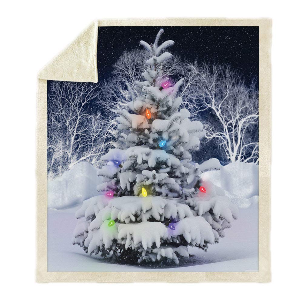 Couverture Noël Sherpa douce pour pause déjeuner au bureau et canapé
