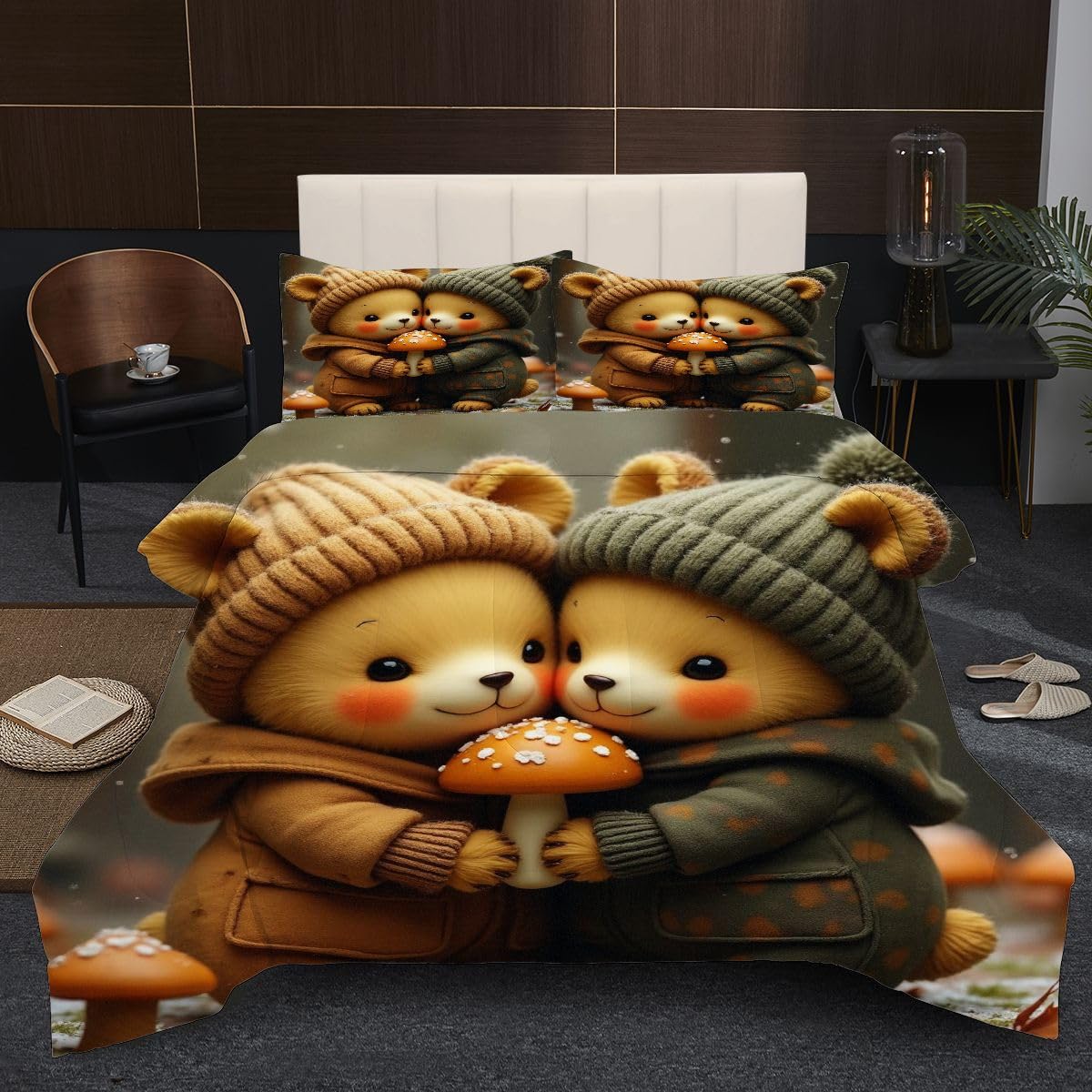 Edredón 200x200 cm Animal de Dibujos Animados, Lavable en Lavadora Juego de Cama Completo 200x200, Colcha de Microfibra con Estampado 3D + 2 Funda de Almohada para Todas Las Estaciones D183