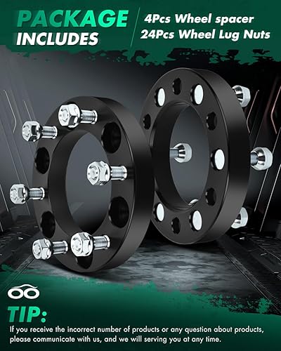 Miniatura 2 de SCITOO 4 espaciadores de rueda de 1 pulgada, 6 x 5.5 de diámetro de 4.252 in, pernos de 12 x 1.5 y 6 lengüetas, adaptadores para Toyota para Tacoma