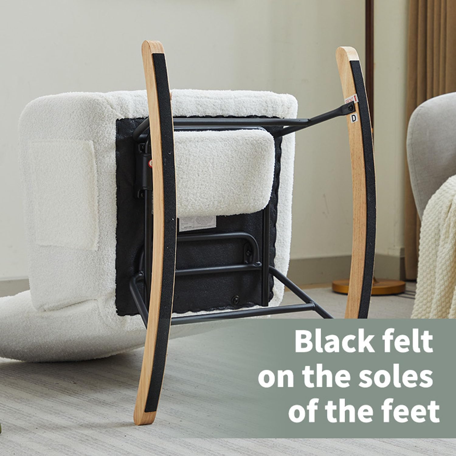 Modern Nursery Rocking Chair w/Retractable Footrest,Upholstered Glider Recliner with High Backrest and Wood Legs,Teddy Accent Armchair for Nursery,Bedroom Living Room (White)