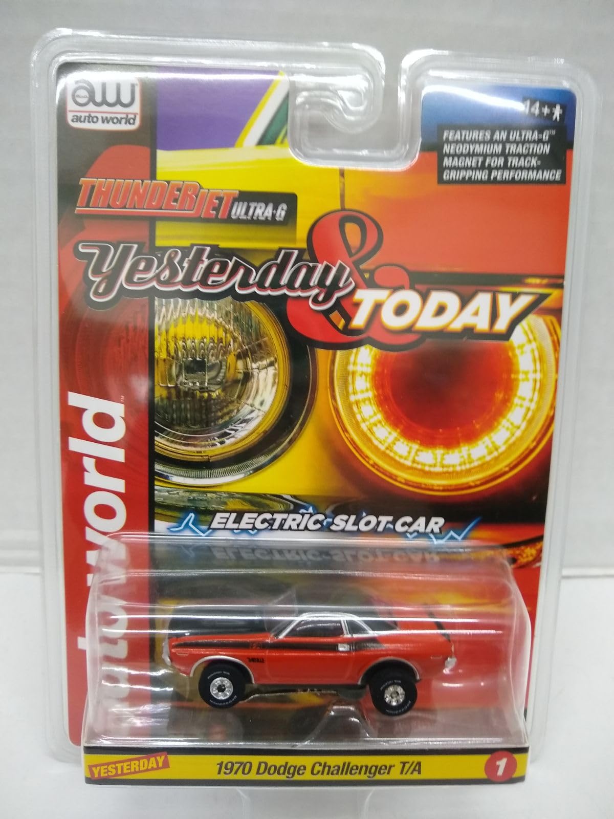 Auto World SC400-1A Yesterday & Today Series 1970 Challenger T/A HO Scale Electric Slot Car - Orange