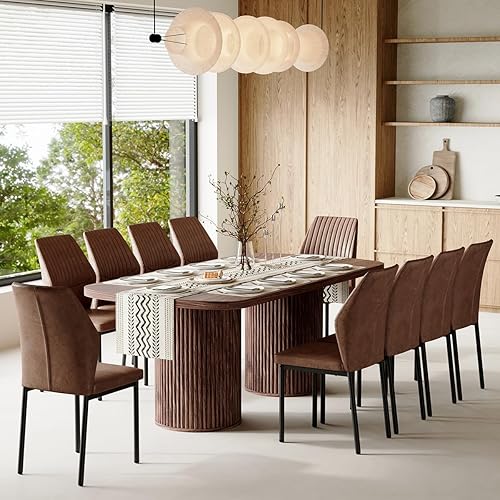 Juego de mesa de comedor de 79 pulgadas para 10, juego de mesa de comedor grande para 10 personas con sillas acolchadas, juego de mesa de cocina de