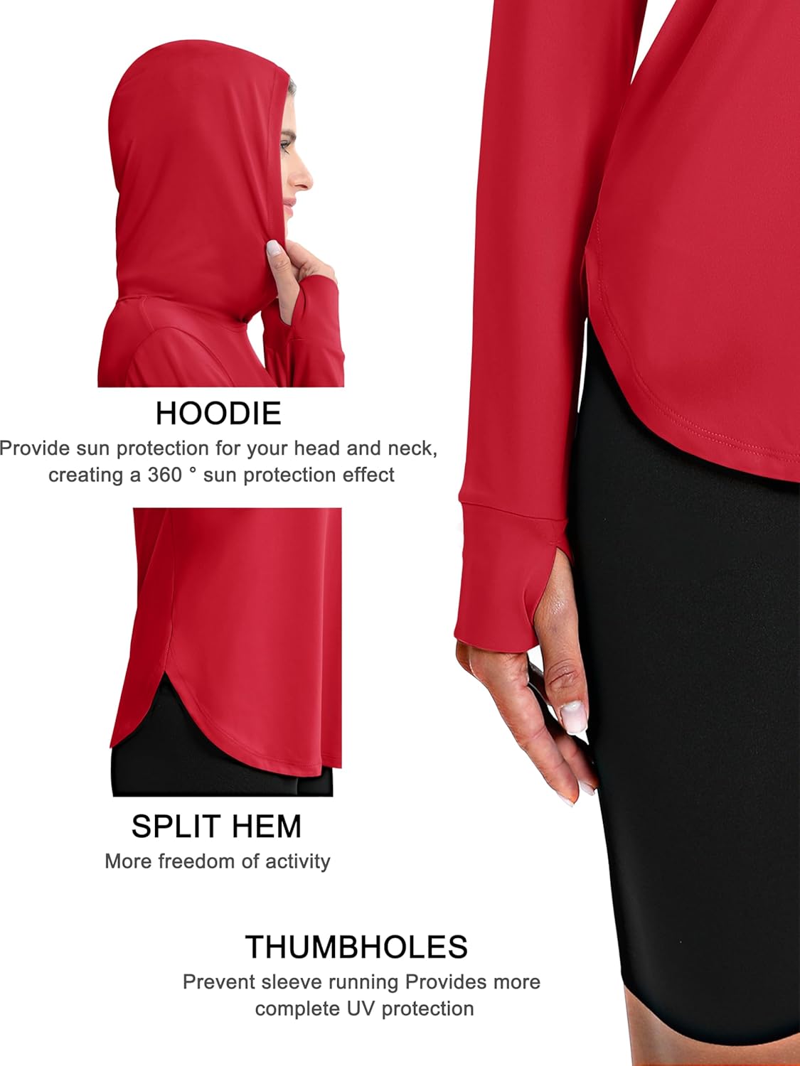 MAGCOMSEN Women's UPF 80+ Sun Protection Hoodie Long Sleeve Hiking Fishing Lightweight UV Rashguard with Thumb Hole - Image 3