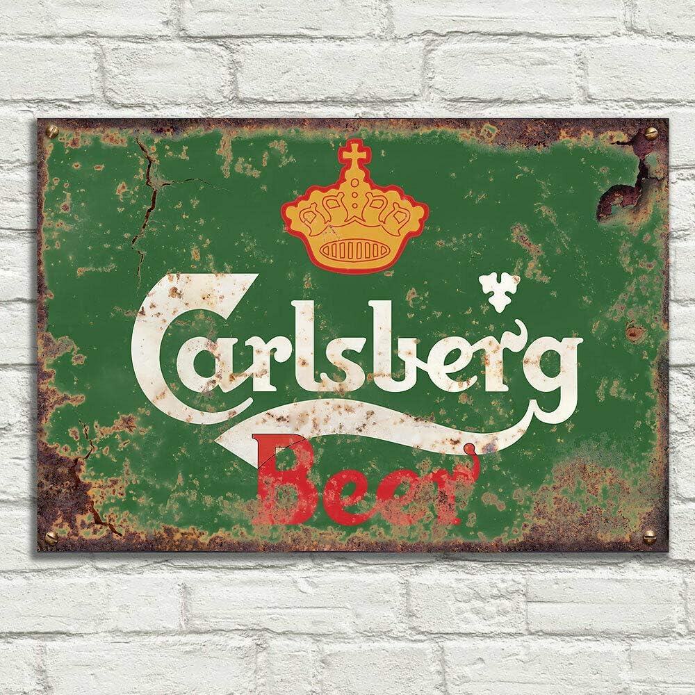 Top Banana Gifts Multicoloured Carlsberg Beer - Vintage Tin Sign, Reproduction Vintage Retro Poster, Pub Bar Kitchen Garden Bathroom, Home, Plaque, Decorative Wall Art, 2 Sizes (A5)