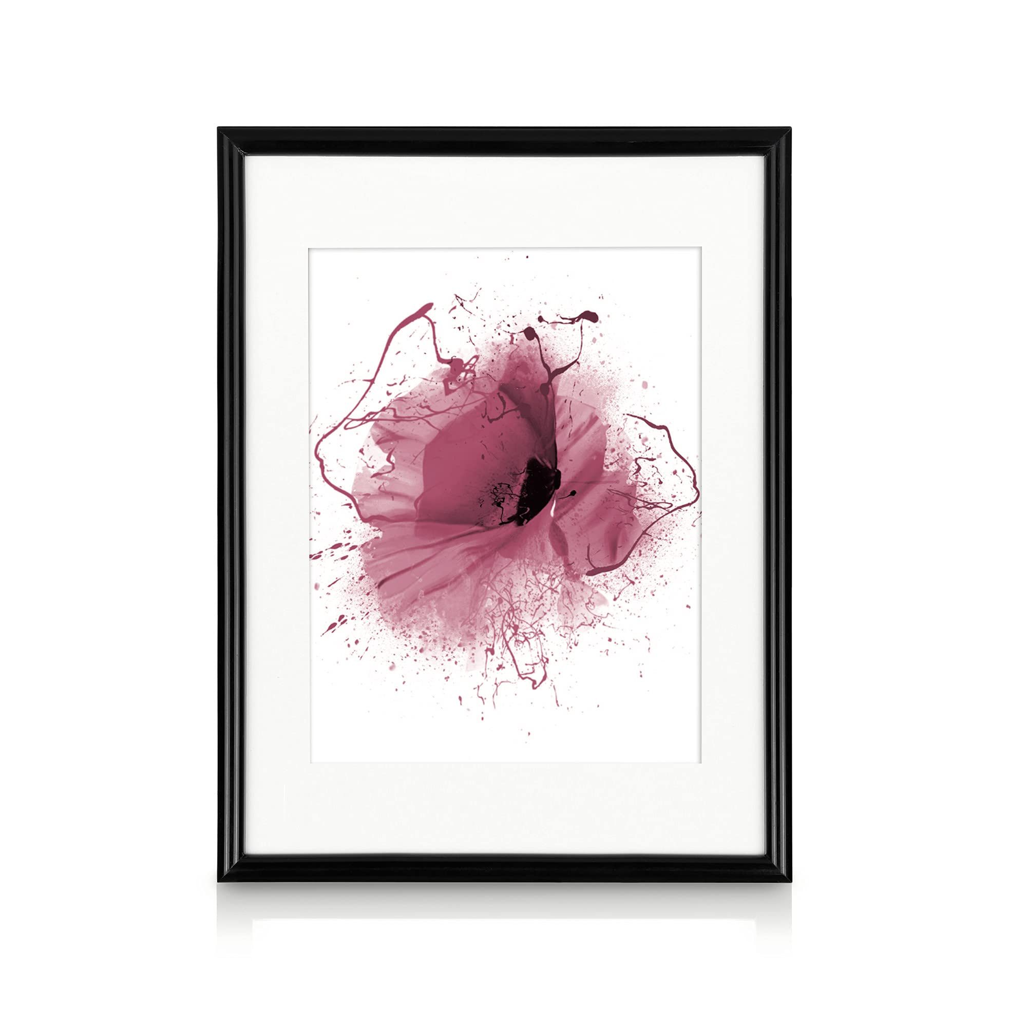 bomoe Bilderrahmen 24-teilig für Fotocollagen mit Passepartout | 10x10x15cm 8x13x18cm 4x15x20 2x20x30 Schwarz Kunststoff & Kunststoffglas Bilder Rahmen Fotocollage Wand Blossom