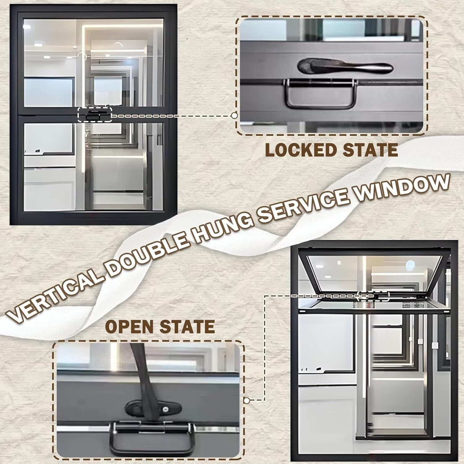 Folding Food Truck Sliding Window 40X50in, Aluminum Mobile Home Window with Handle Lock, Flush Mount Concession Replacement Service Window Black for Coffee Shop Kitchen