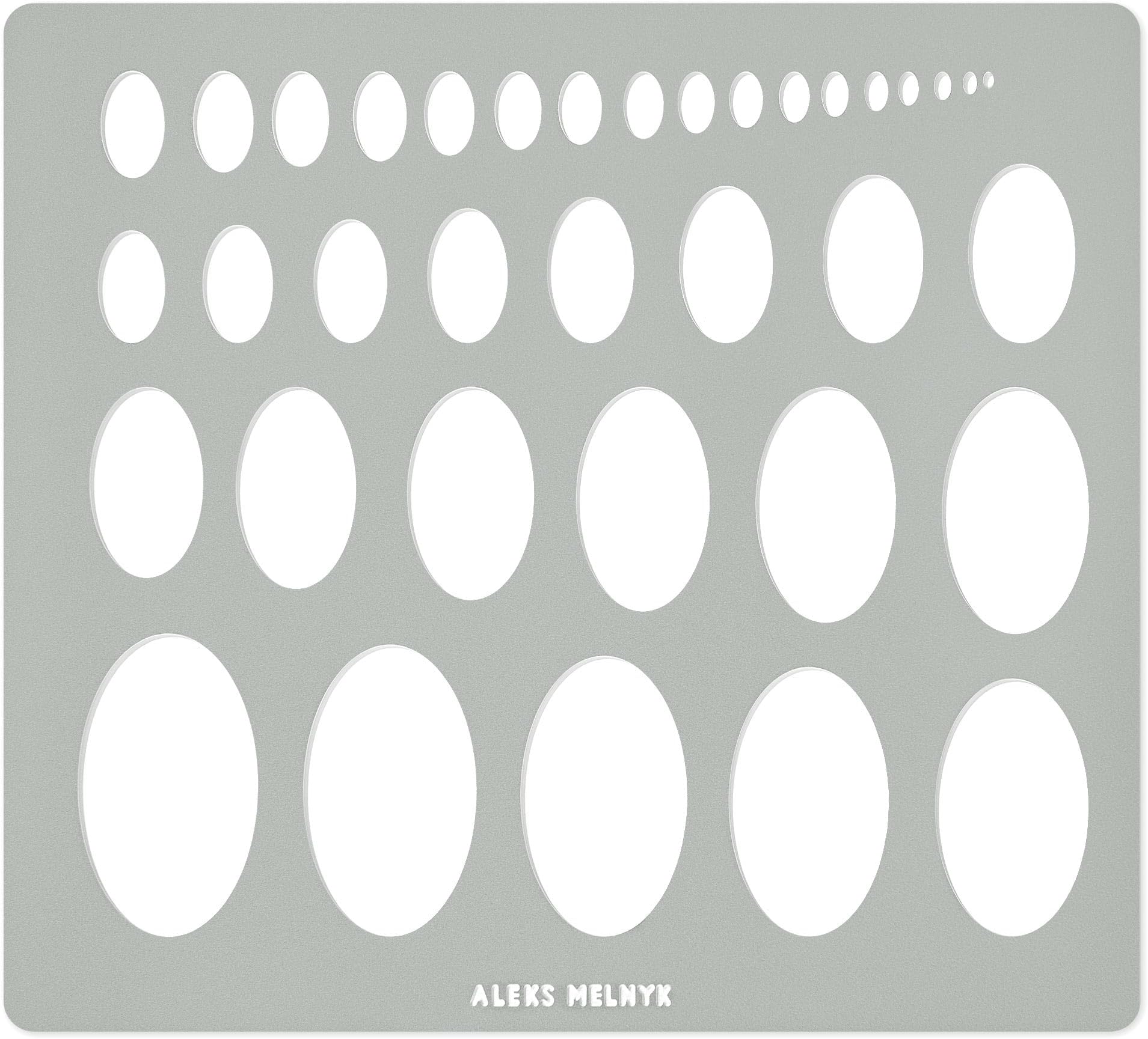 Aleks Melnyk No.210 Metal Ellipse Template, Stencil, Geometric Template, Ellipse Master, Art Oval Tool, Isometric Drawing, Lapidary, Cabochons, Geometric Ruler, Jewelry Oval