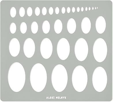 Aleks Melnyk No.210 Metal Ellipse Template, Stencil, Geometric Template, Ellipse Master, Art Oval Tool, Isometric Drawing, Lapidary, Cabochons, Geometric Ruler, Jewelry Oval