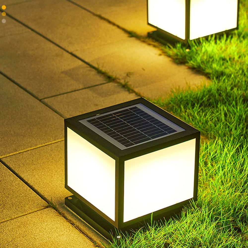 Lampada da Esterno Solare per palo con Montaggio su molo IP55 Luci da molo Impermeabili in Acciaio Inossidabile per Luce tricromatica da Giardino con Prato erboso
