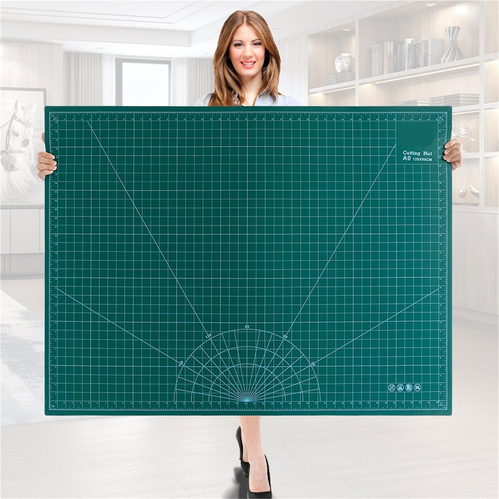 Tappetino Da Taglio, Rotativo for Cucire A0 Autorigenerante Bifacciale Artigianale Verde 120x90 Cm
