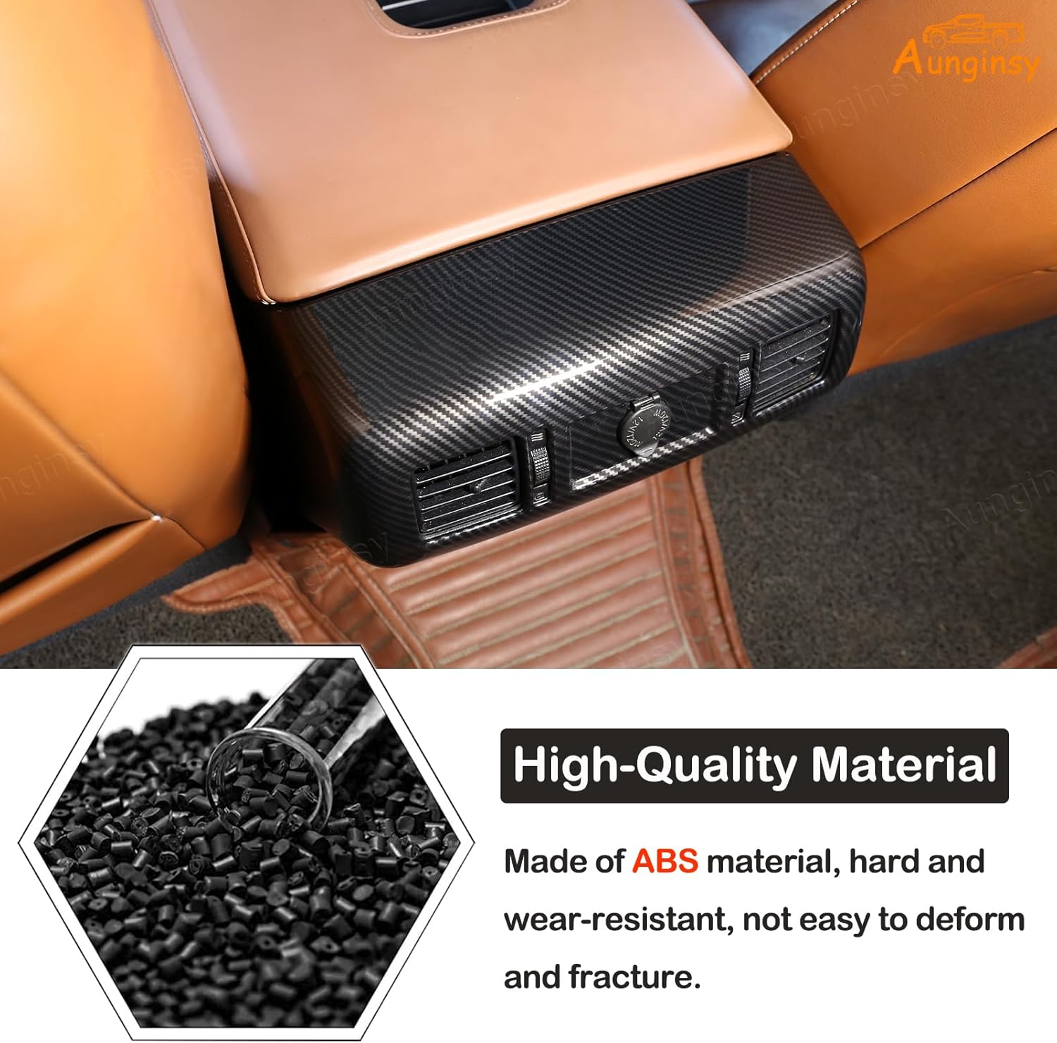 Aunginsy Armrest Rear Air Conditioning Vent Outlet Trim Cover Compatible with Toyota Tundra 2007-2021, Pickup Rear Central Armrest A/C Vent Panel Decorative Frame Protector ABS Interior Accessories