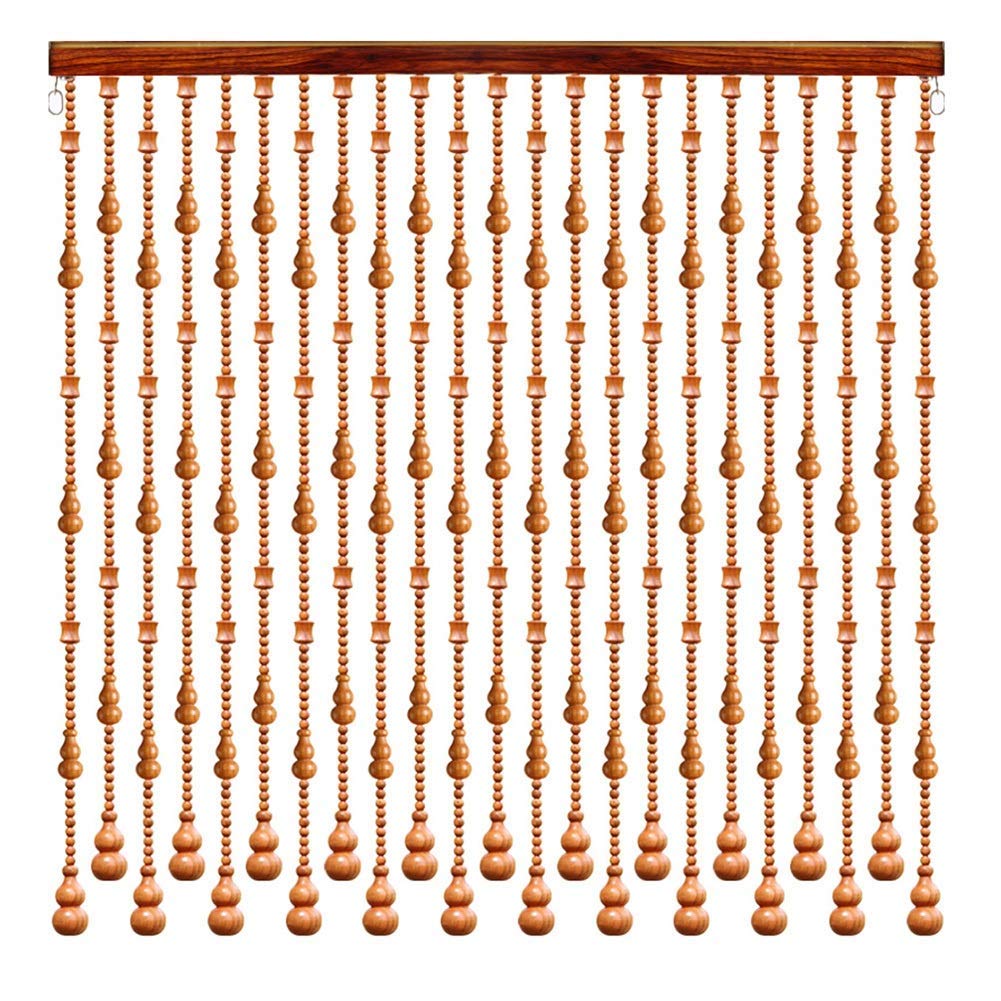 Rideaux perle en bois marron OKUOKA pour séparation entrée et salon 90x176cm