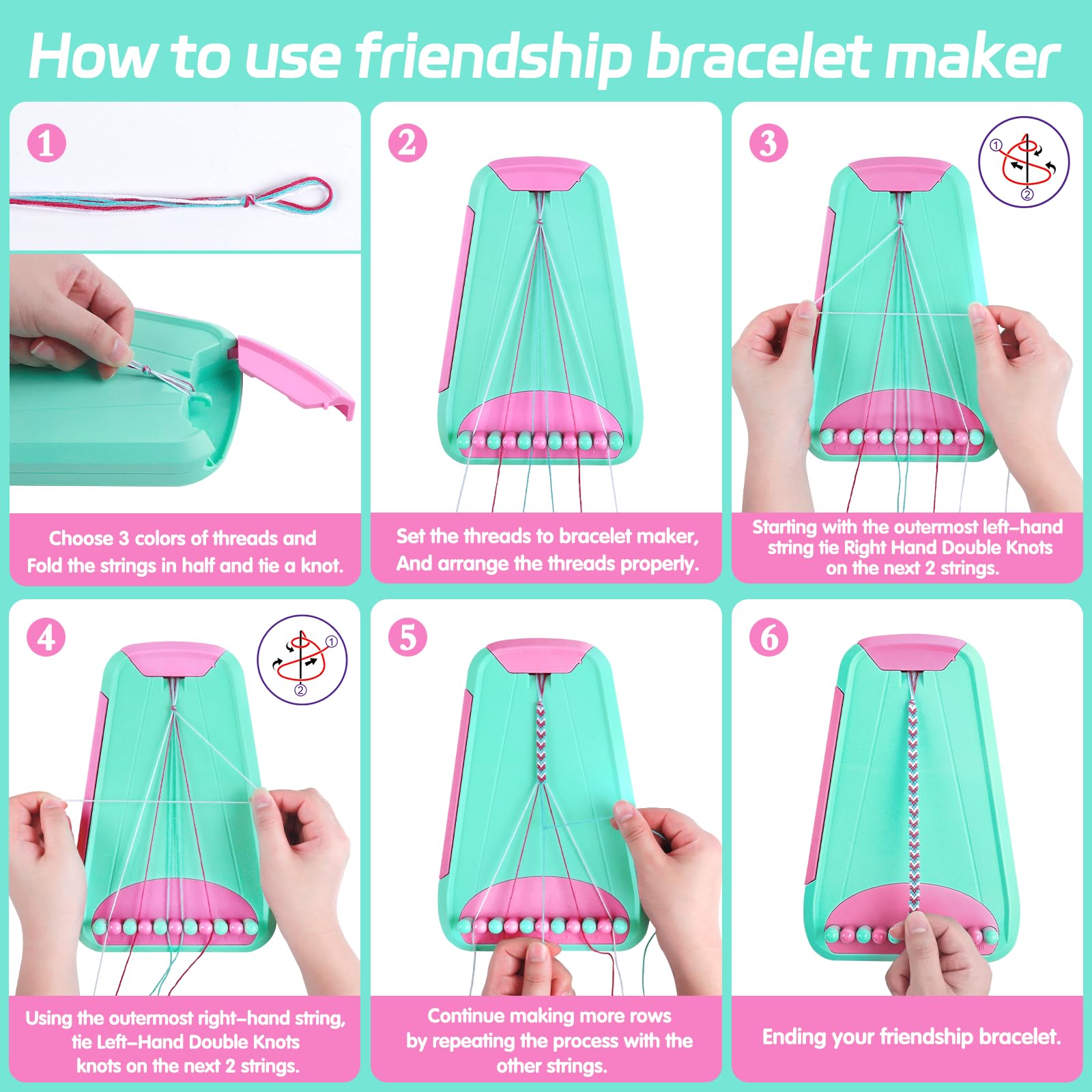 Arti e mestieri per bambini dai 8 ai 12 anni,kit per la realizzazione di braccialetti dell'amicizia per ragazze,kit per la creazione di gioielli,regali di Natale per bambini (azzurro chiaro/rosa)