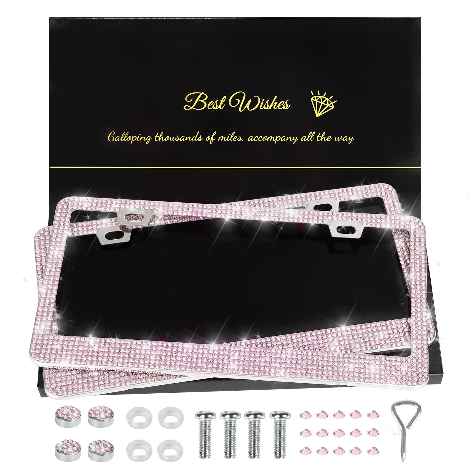 Amazon.com: QUANQIUFEI 2 Pack Bling License Plate Frames for Women