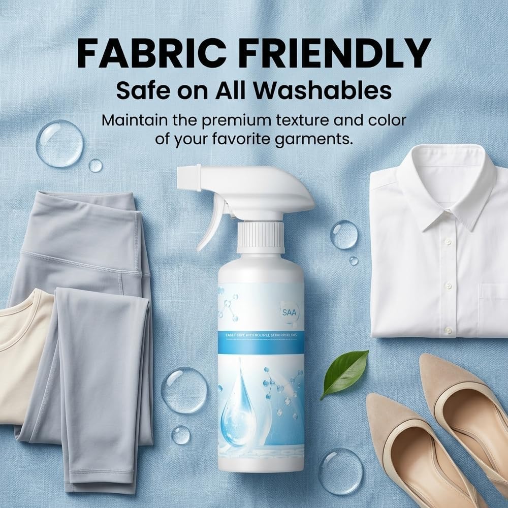 Clothing Emulsifier Stain Remover Spray for Clothes Laundry, Non-Ionic Fabric Cleaner for Oil & Grease Stains, Portable Stain Remover Spray for Travel Home Office Emergency Use (5pcs)