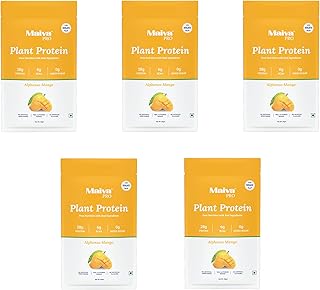 Maiva Pro Plant Protein Powder - 40g (Pack of 5) - Alphonso Mango | 28g Protein, Pea Protein Isolate | No Artificial Sweet Price In India