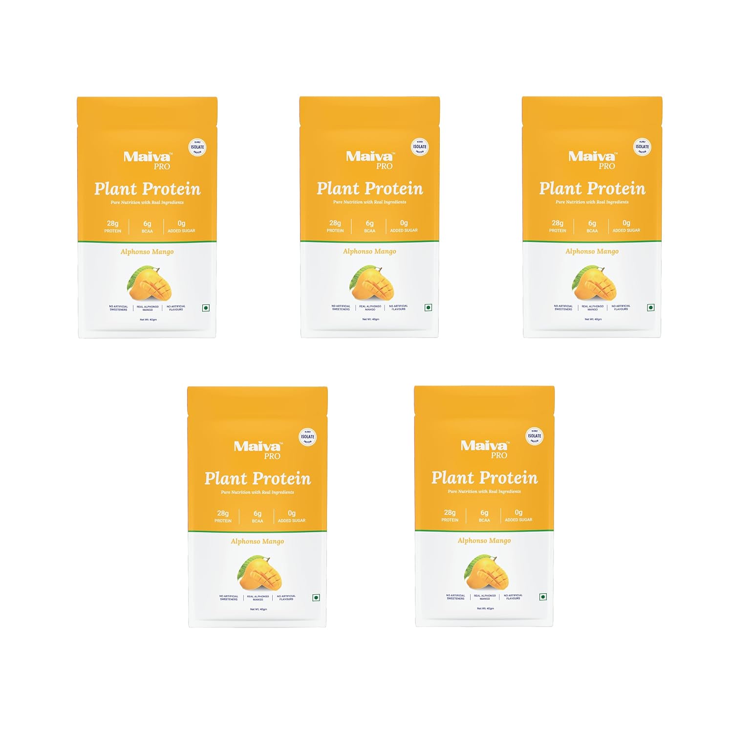 Maiva Pro Plant Protein Powder - 40g (Pack of 5) - Alphonso Mango | 28g Protein, Pea Protein Isolate | No Artificial Sweet... - Review, Price and Buying Guide