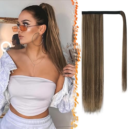 Miniatura 42 de BARSDAR Short Straight Ponytail Extension - 14 Inch Drawstring Black Ponytail Hair Extensions for Women - Synthetic Fake Pony Tails Hairpieces Clip