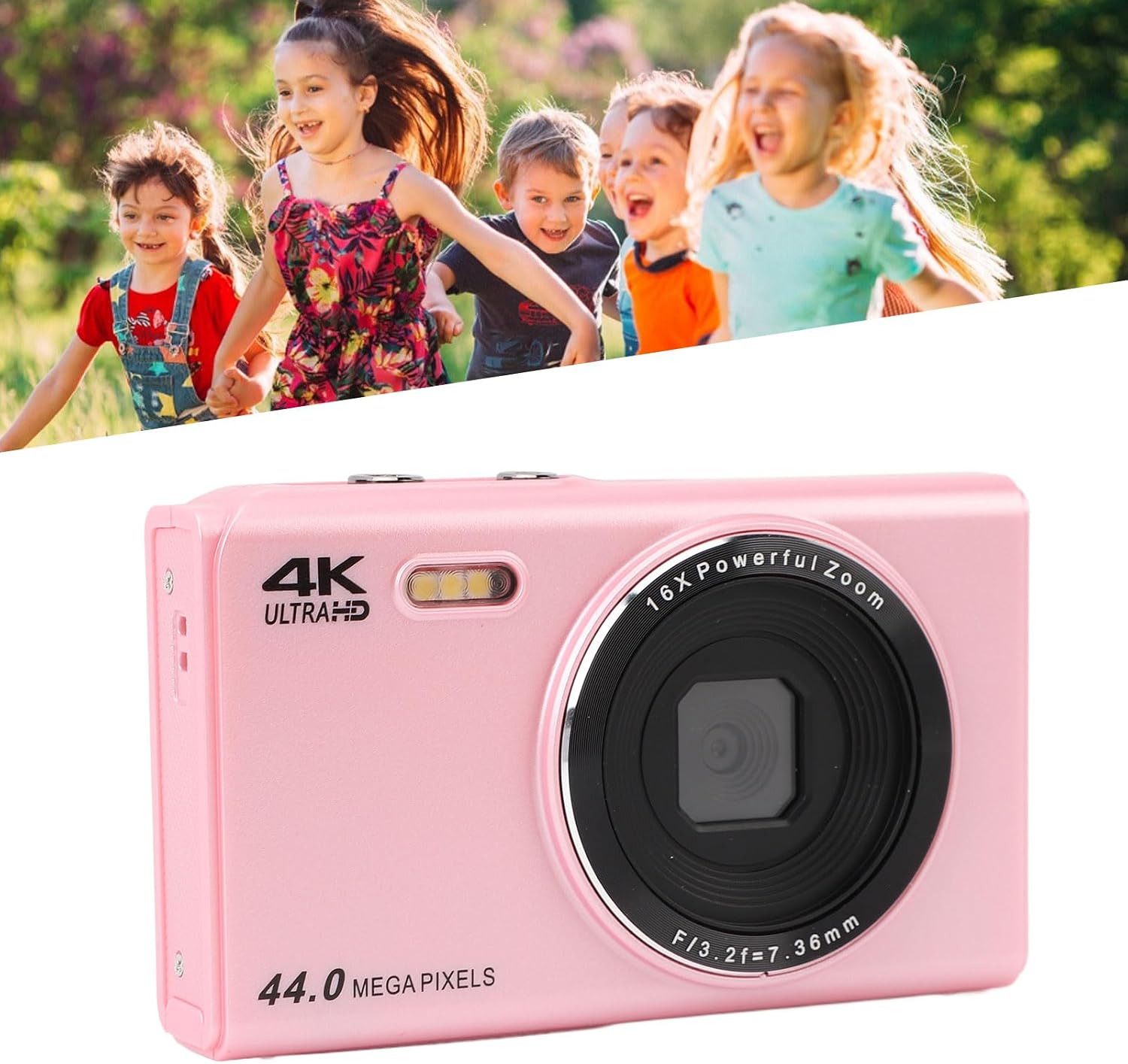 Sanpyl 4K Digital Camera for Teens, 44MP 16X Zoom Autofocus 2.4 Inch Screen Small Point and Shoot Camera, Anti Shake Compact Digital Camera for Kids Teens Beginner ()