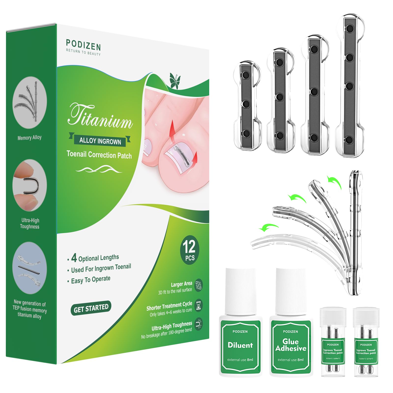 12Pcs Ingrown Toenail Treatment Corrector for Curved Toenail Quick Relief