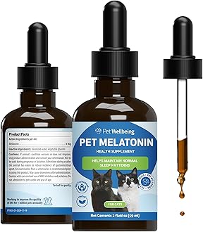Pet Melatonin for Cats - Vet-Formulated Holistic Feline Sleep Support - Healthy Sleep Patterns, Circadian Rhythm Balance - Cat-Safe Liquid Melatonin Supplement 2 oz (59ml)