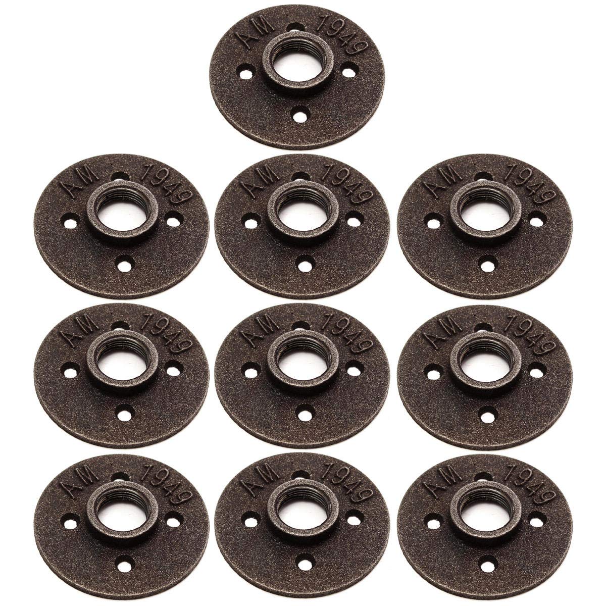 10 unids 3/4 pulgadas negro hierro maleable piso brida montaje tubería NPT antiguo pared brida asiento
