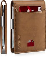 Vista 86 de RUNBOX - Carteras delgadas para hombre, cartera de piel con pinza para el dinero, cartera de bolsillo frontal con bloqueo RFID, tarjetero Negro