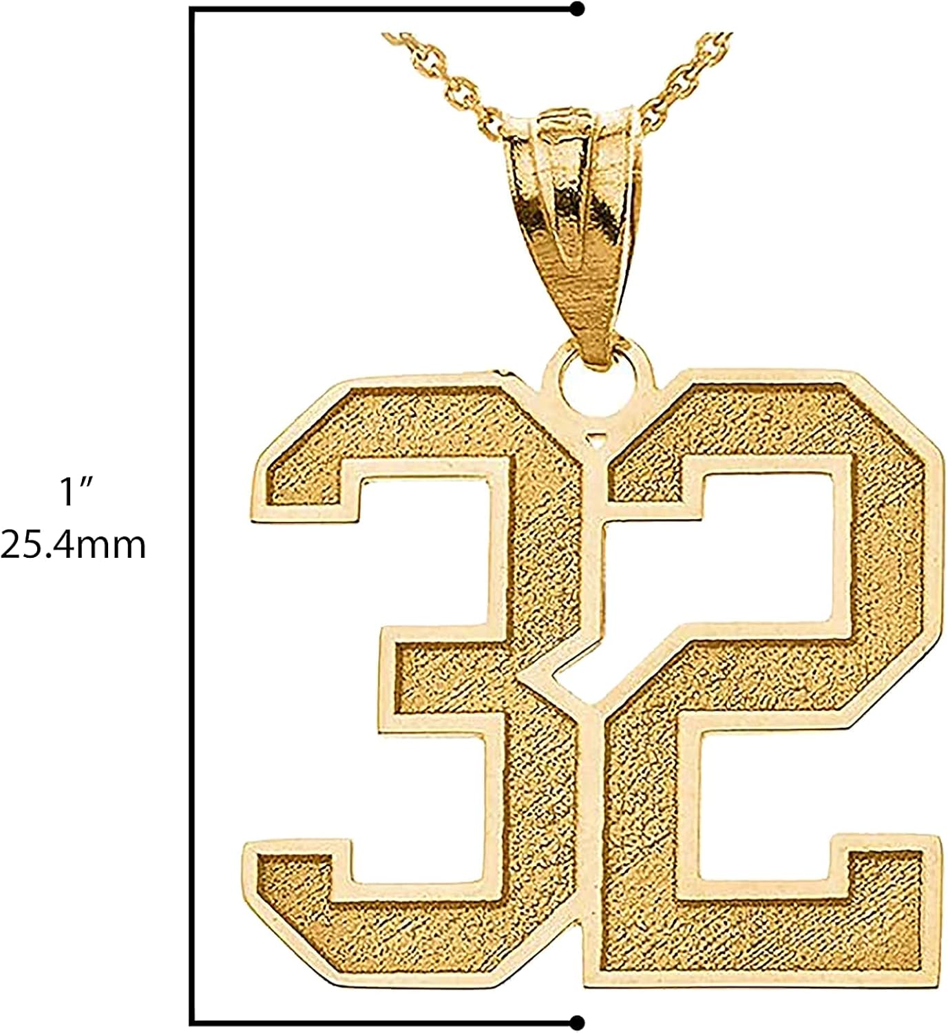 10K Yellow Gold Customizable Sports Jersey Lucky Number and Name Pendant Charm with Personalized Engraving - Choice of Length