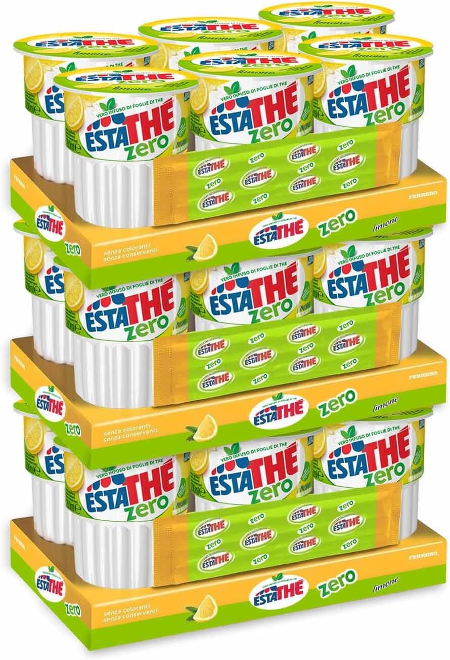 3X Thè Limone Zero Bevanda con Infuso Vero di Foglie di Thè al Limone Senza Zuccheri in Brick per estathe 6x200ml