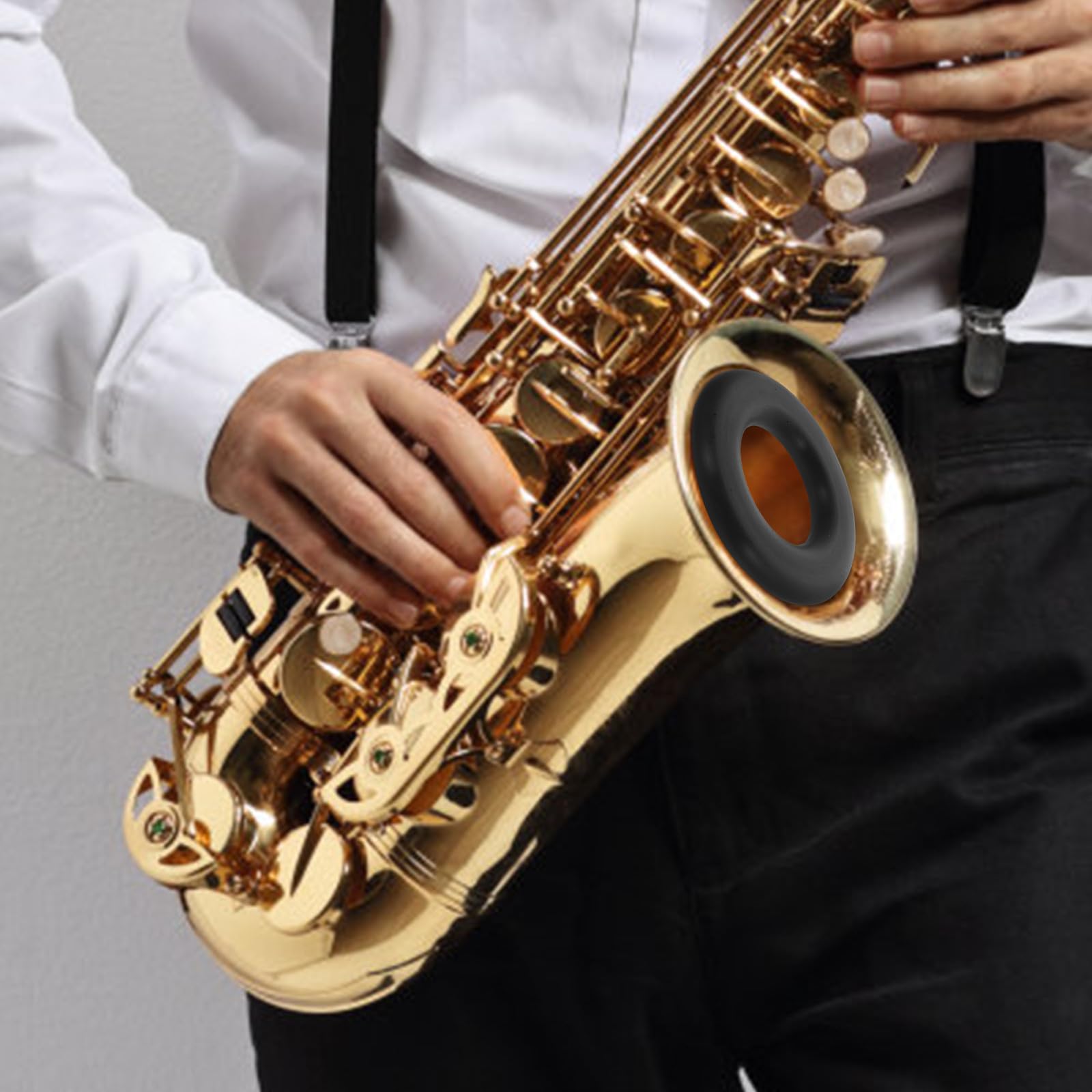 Beavorty Sordina para Reducir el Saxofón Tenor para Negra de Silicona Ajuste de Tono y Función de Práctica, Accesorio Adecuado del Saxofón en Ensayos