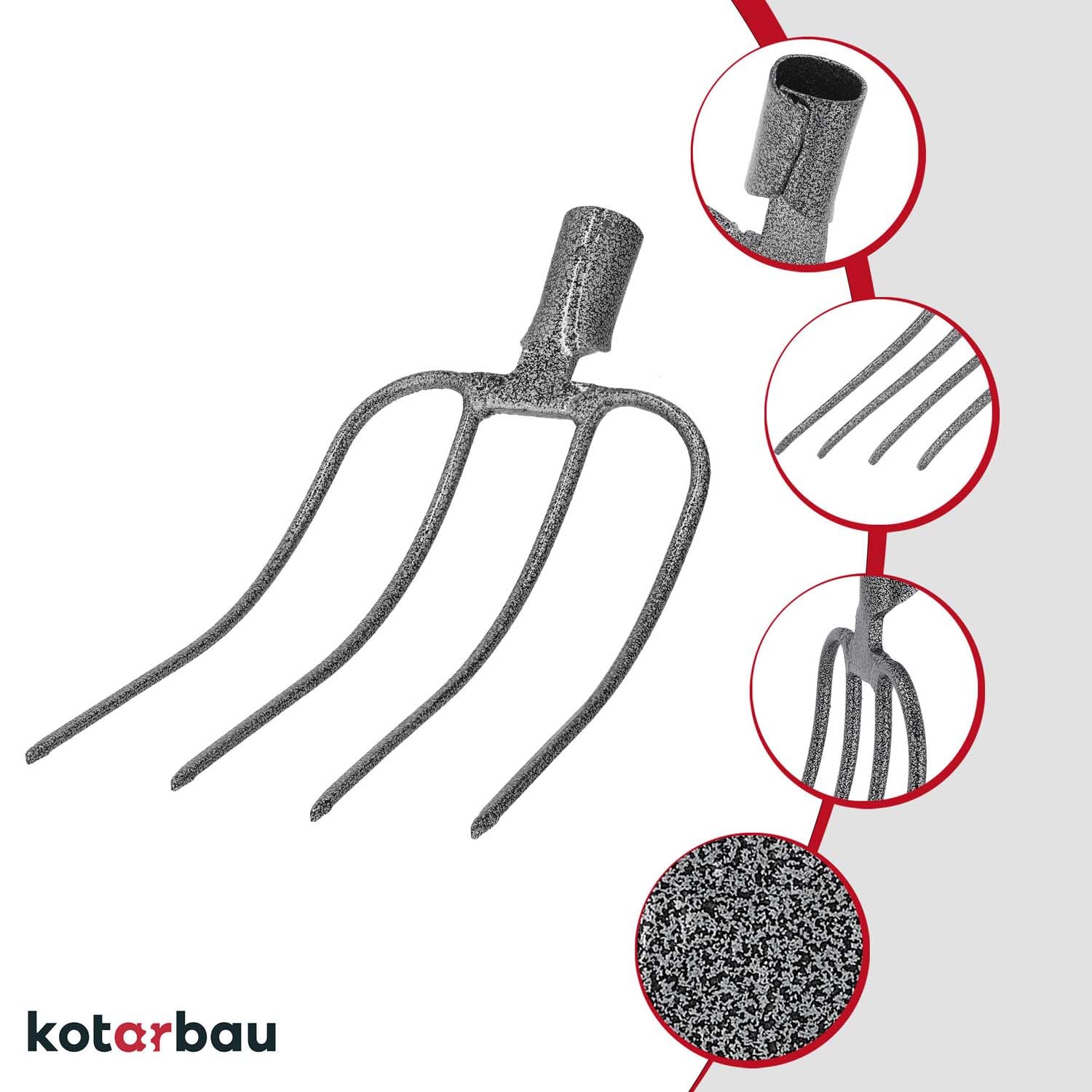 KOTARBAU® Fourche pour fumier Fourche à pommes de terre Fourche bêche Fourche à foin 4 dents Fourche à pommes de terre 4 dents