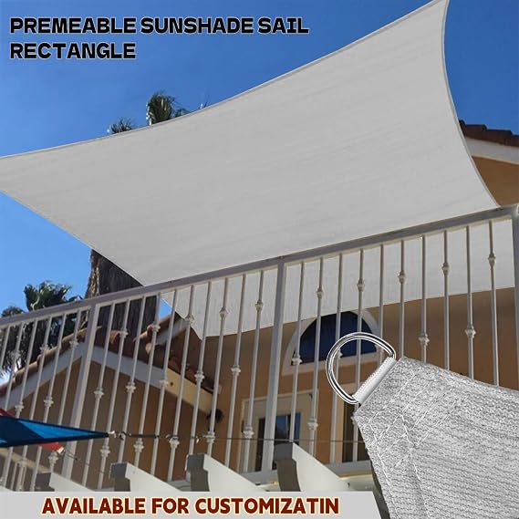 Sun Shade Sail Rectangle 150 x 230 cm, Dustproof and Windproof Resistant Durable Perfect, Sun Shade Sail Rectangle Shade Sails, for Outdoors,Garden,Patio, Light Grey