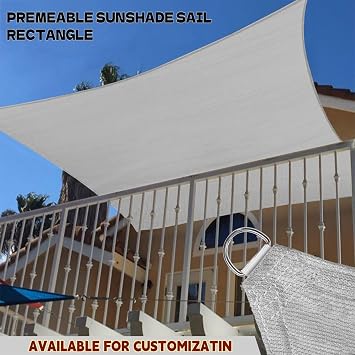 Sun Shade Sail Rectangle 150 x 230 cm, Dustproof and Windproof Resistant Durable Perfect, Sun Shade Sail Rectangle Shade Sails, for Outdoors,Garden,Patio, Light Grey