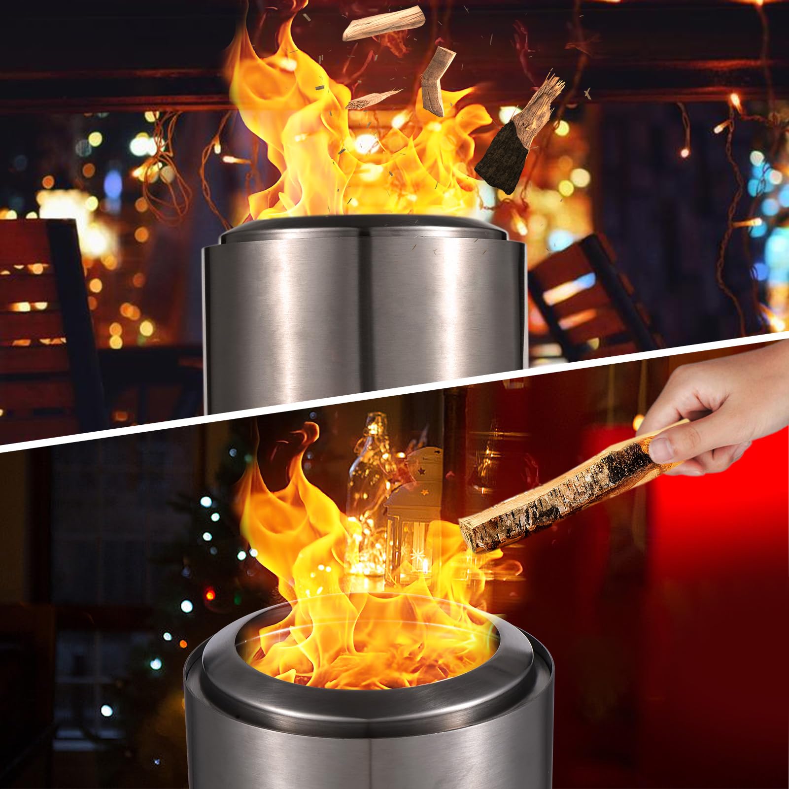 Aoresac Brasero de Mesa con Soporte, Mini Fuego Exterior de Acero Inoxidable con Bajo Humo para Ciudad, suburbio, Patio Trasero con Bolsa de Viaje,6.10×6.10×6.89inch