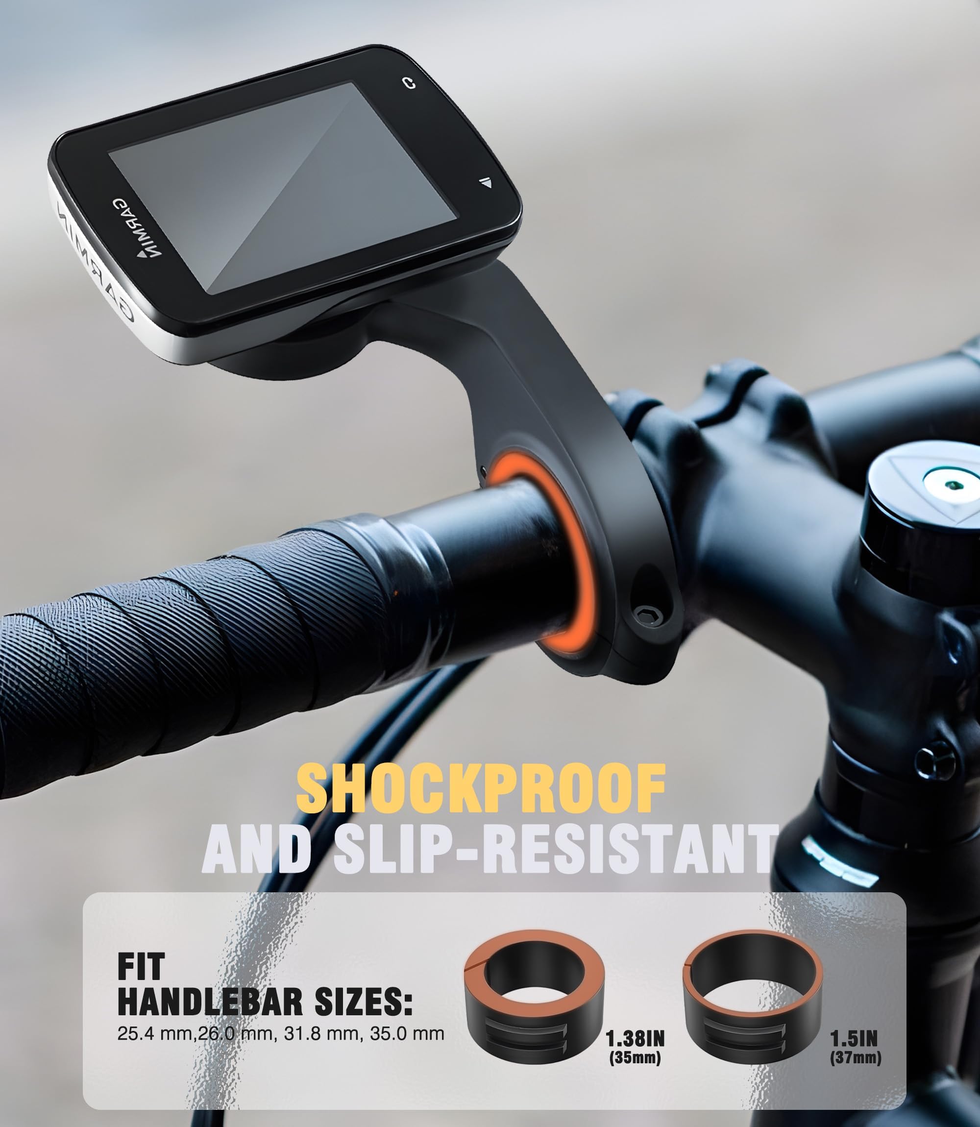 1 x uchwyt rowerowy kompatybilny z Garmin Edge 540/840/1050/Edge MTB, uchwyt do komputera rowerowego do nawigacji Garmin, odporny na wstrząsy, antypoślizgowy, odporny na zarysowania