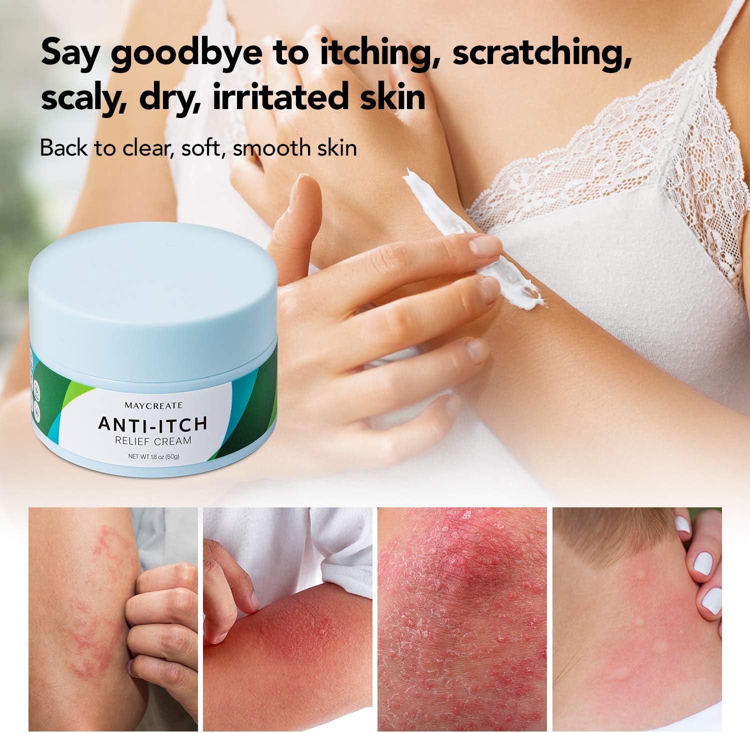 Maycreate Anti-Itch Cream Maximum Strength - Natural, Herbal Ingredients - Moisturizes & Nourishes : Health & Household