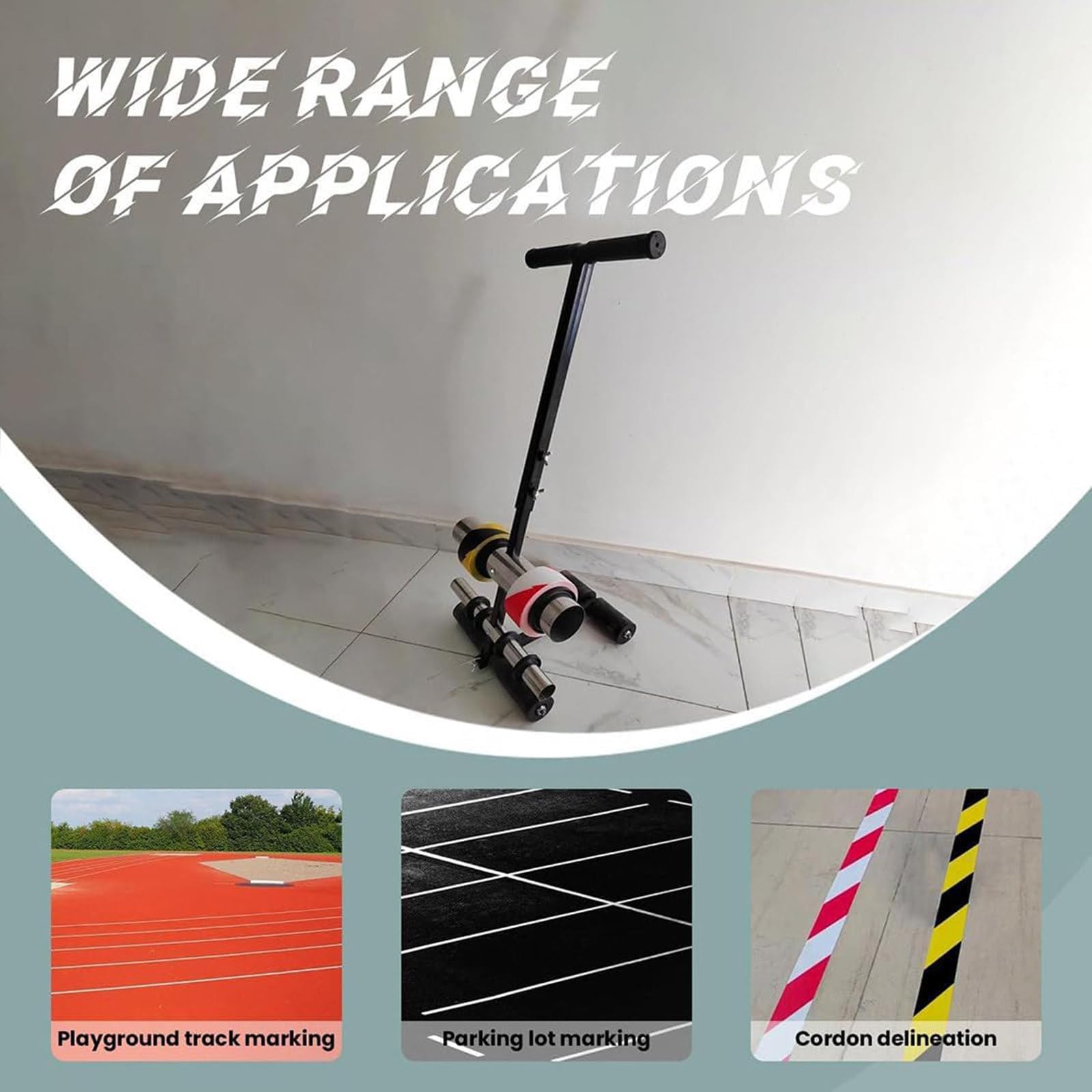 Kit de marquage de Terrain de Basket pour béton, Outil de marquage au Sol Manuel, Machines de marquage de Lignes de Terrain de Jeu réglables, Machine à Ruban de marquage