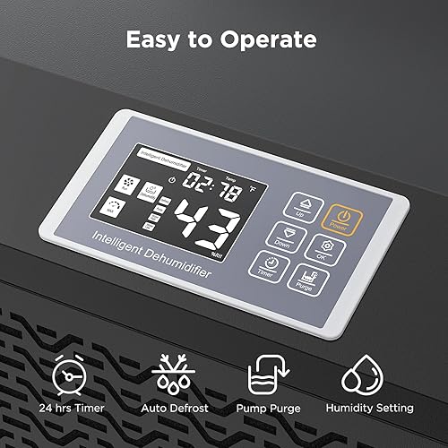 Miniatura 4 de Deshumidificador comercial de 240 pintas con bomba y manguera de drenaje para sótanos y grandes espacios de hasta 8,500 pies cuadrados, 5 años de