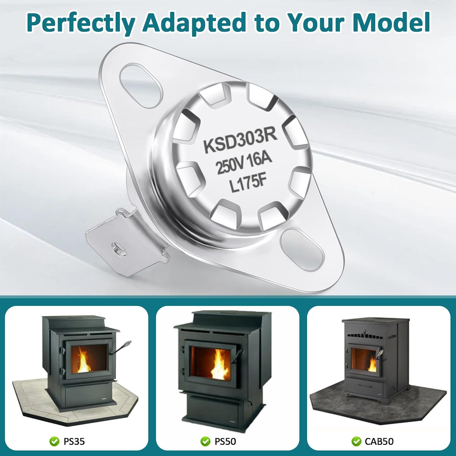 Hiorucet SRV230-1960 Manual Reset Snap Disc for Heatilator Eco-Choice PS35, PS50, CAB50 Pellet Stoves, High Limit Sensor for Quadra-Fire Mt. Vernon, Castile FS, Contour, Santa-Fe Pellet Stoves