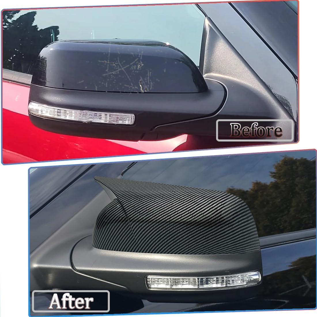 Rear View Mirror Cover, for Ford Explorer 2016 2017 2018 2019 - Carbon Fiber Turn Signal Housing Cover Accessories