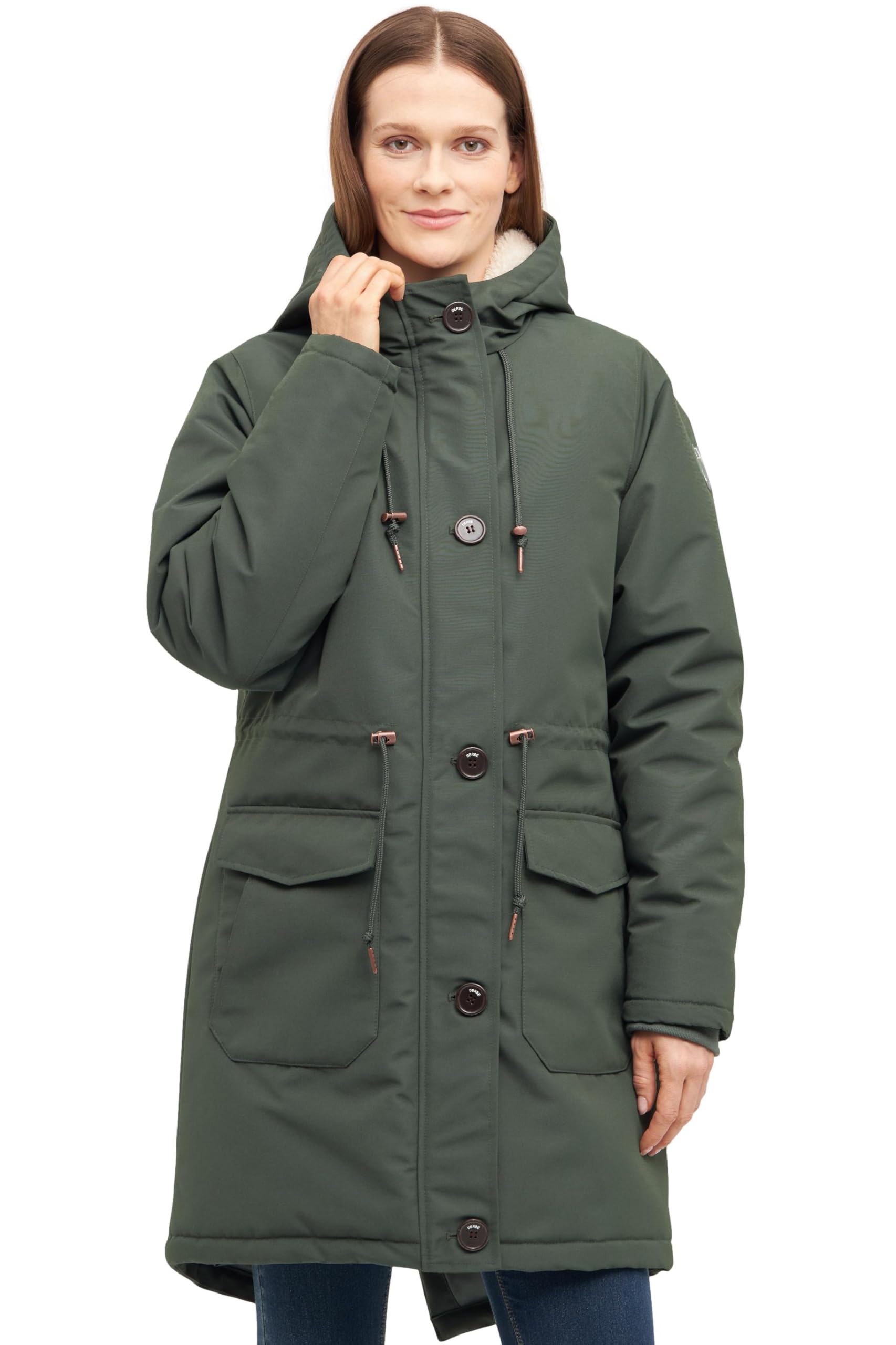 derbe Damen Winterjacke Festholm Warm Gefüttert Winterparker Teddy