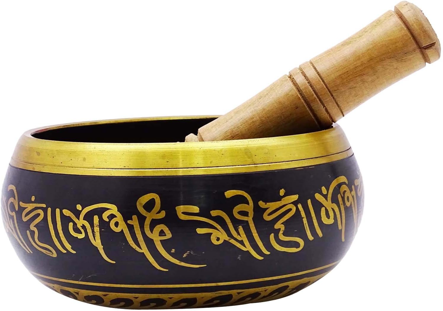 Cuenco Tibetano de Meditación Color Negro y Dorado 5 pulgadas