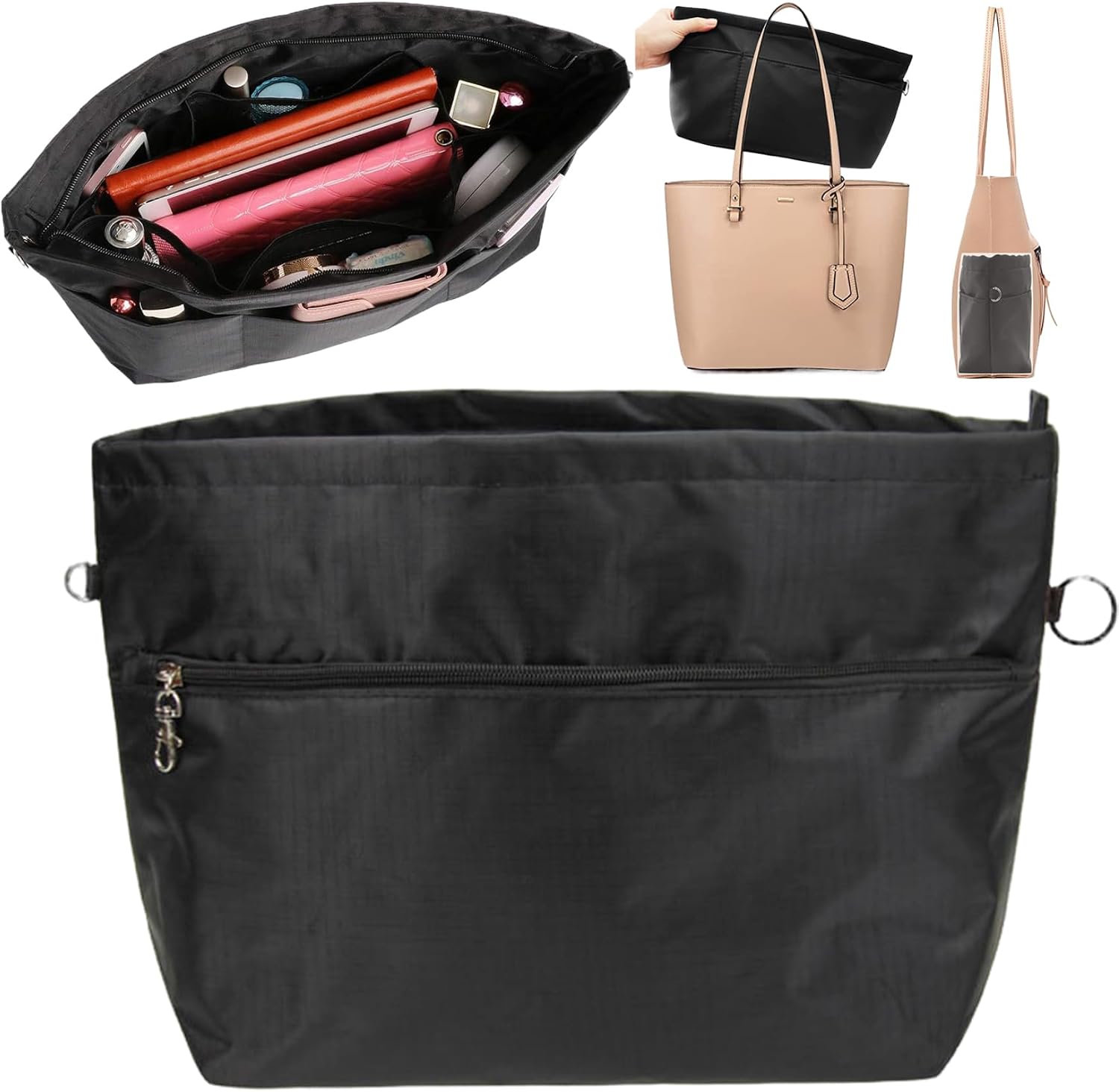 Tote Bag Organizer Insert, Waterproof Oxford Cloth Purse Organizer with Multi-Pockets, Foldable Lightweight Handbag image 2