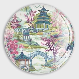 Chinoiserie - Imán magnético para nevera, diseño de pagoda, color blanco y azul coral, para cocina, oficina, pizarra blanca o aula