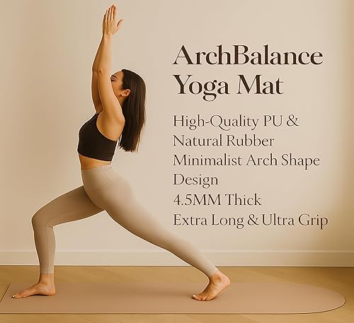 Miniatura 5 de ArchBalance - Alfombrilla de yoga  Material de poliuretano y goma natural, diseño minimalista en forma de arco, 0.177 in de grosor, extra larga y