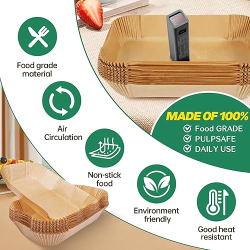 Miniatura 9 de 100 forros desechables para freidora de aire Ninja DZ201DZ401, accesorios para freidora de aire ninja, revestimientos de papel pergamino para